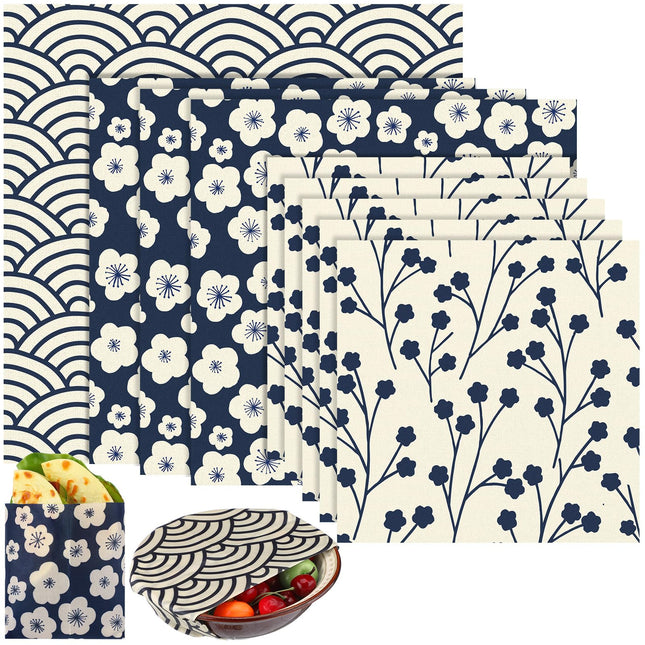 9 Pack Japanese Reusable Beeswax Wraps for Food Eco-Friendly Beeswax Wraps Bread Sandwich Wrapper Organic Sustainable Ze