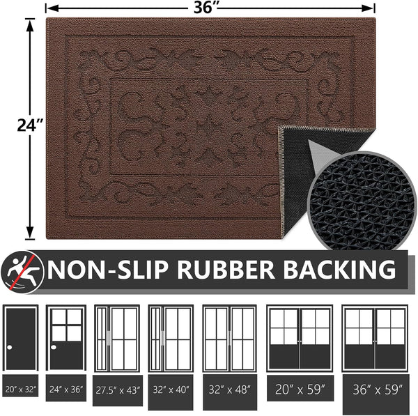 FONEYI Indoor Doormat, Front Back Door Mat 24"X36" Washable, Rubber Backing Non Slip Door Mats, Low-Profile Absorbent Entrance Doormat inside