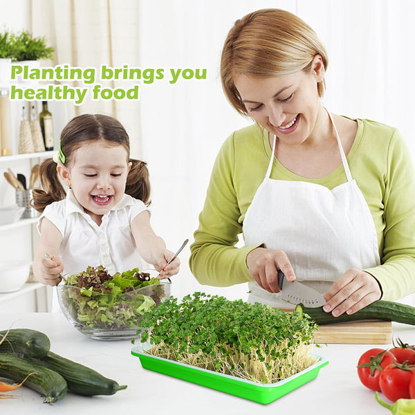 EBaokuup 5 Pcs Seed Sprouter Tray with Drain Holes - BPA Free Seed Germination Propagation Trays, Soil-Free Wheatgrass Bean Sprouts Microgreens