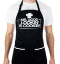ALLER HOME&KITCHEN Funny Apron for Men, 2 Large Pockets One Size Fits All Chef Apron for Grilling, Cooking, BBQ Accessories Mr. Good Looking is