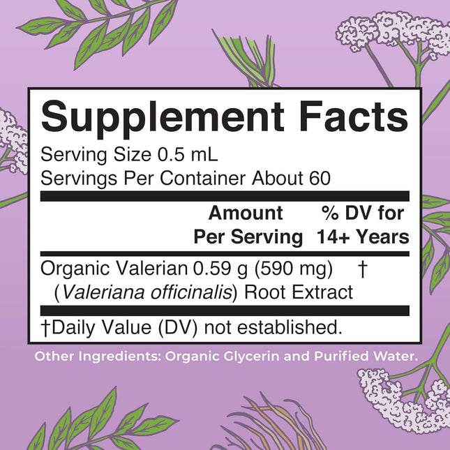 Maryruth Organics Valerian Root Liquid Drops | 2 Month Supply | Sugar Free | USDA Organic Valerian Root Drops | Support 