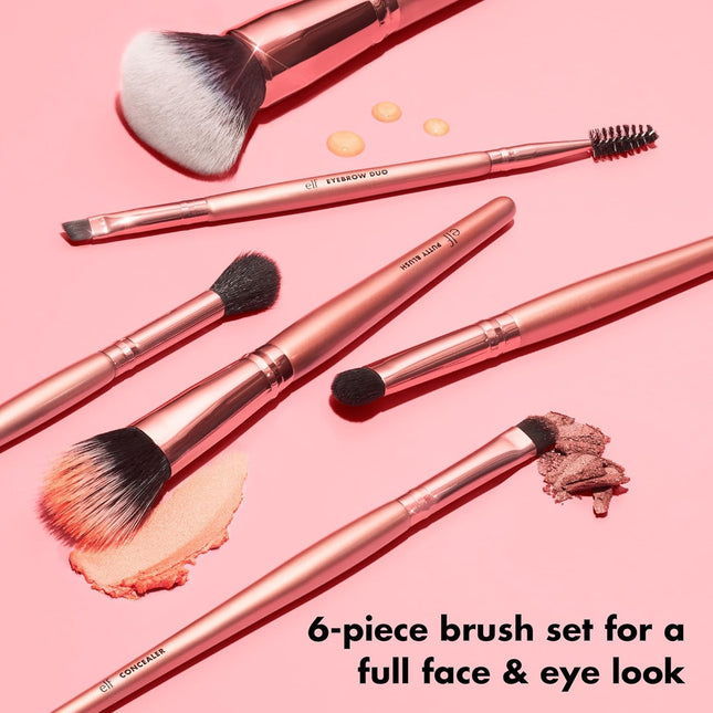 E.L.F. Flawless Face Kit, 6-Piece Brush Collection, Brushes for Face, Eyes & Bro