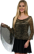 ShineGlitz Shawls and Wraps for Evening Dresses, Metallic Glitter Shawls for Women, Sparkling Wedding Giving Shawl Gift Black/Gold