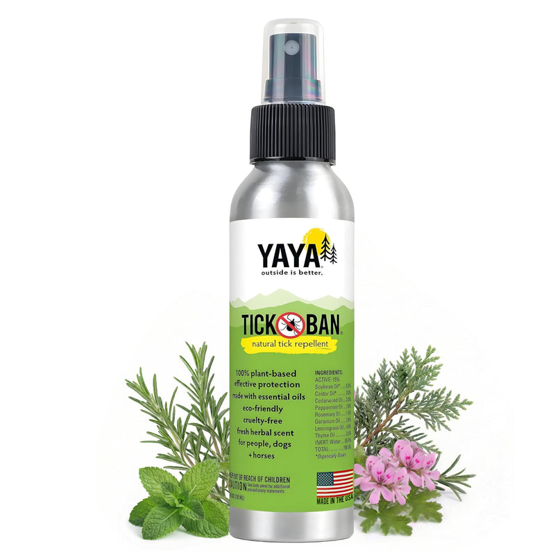 Yaya Organics All Natural Extra Strength Tick Repellent DEET Free - 4 Ounce Spray Bottle 4 Ounce (Pack of 1)