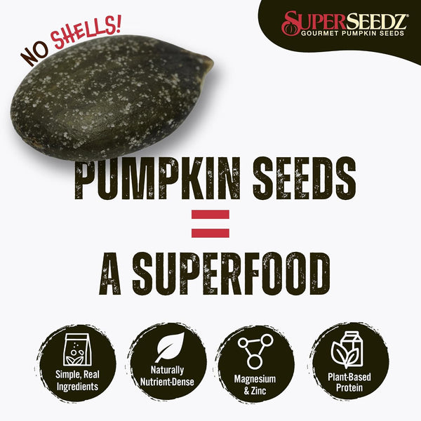 SuperSeedz Dry Roasted Pumpkin Seeds Somewhat Spicy – 8g Protein, Non-GMO Gluten-Free, Keto Snacks – Nut Free & School Friendly Organic Pumpkin