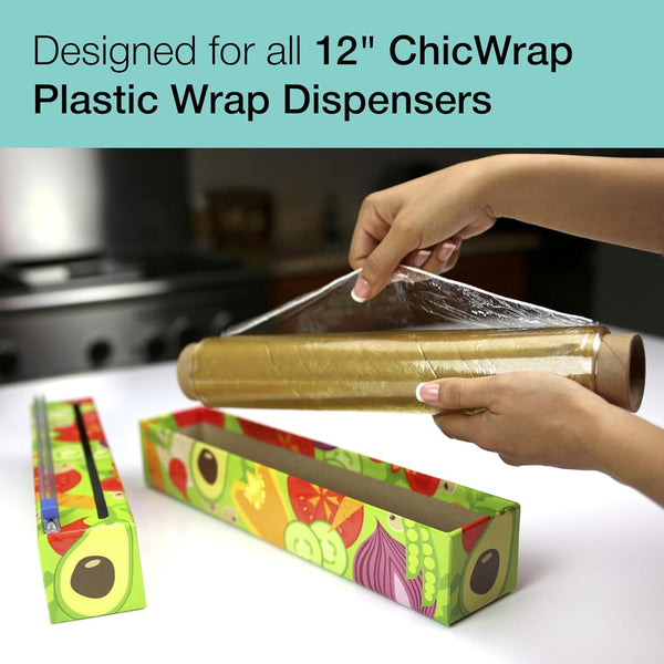 Chicwrap Plastic Wrap Refill Roll - 12 Inch X 250 Feet - Professional Grade Plastic Wrap - Disposable, BPA Free