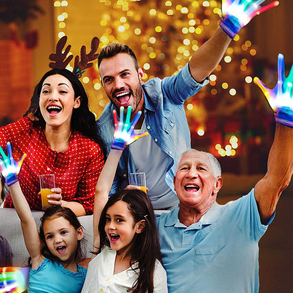 LED Gloves for Kids, Teens & Adults - Finger Light Gloves with 5 Colors/6 Modes - Perfect for 9-12 Year Old Boys & Girls - Ideal for Halloween &