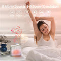AIRIVO Alarm Clock Night Lights, Built-in Battery Alarm Clock for Bedrooms, 6 Scenes & White Noise Sync, Dual Alarms & Snooze, for Heavy Sleepers,