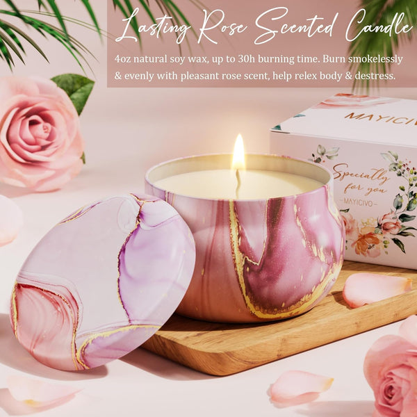 Birthday Gifts for Women Self Care Gifts Get Well Soon Gifts, Rose Relaxing Spa Gifts Basket Care Package W/ Luxury Flannel Blanket, Unique