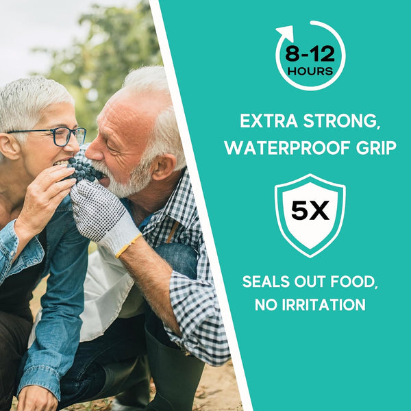 Extra Strong Denture Adhesive Cream, 12 Hour Hold Dental Glue, Waterproof, Zinc & Fluoride Free, Easy Apply Nozzle, Seals Food Out for Comfort,