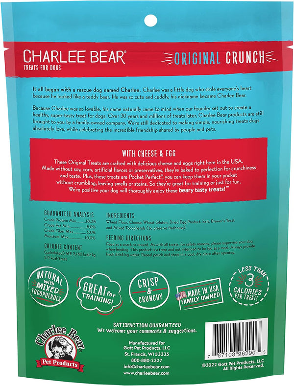 Charlee Bear Dog Training Treats, Cheese & Egg Recipe, Low Calorie (Under 3 Calories), Limited Ingredient Crunchy Dog Treats, 16 oz. Resealable