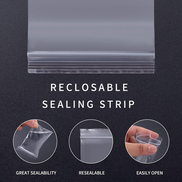 Small Plastic Bags, 400 PCS Mini Baggies, 4 Assorted Sizes, Transparent Jewelry Bag, Mini Bag, Resealable Poly Bags for Pill, Beads, Screws, Packaging