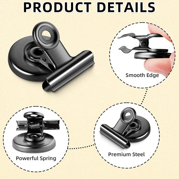 Grtard 6 Pack Magnetic Clips Heavy Duty, Strong Magnet Clips for Fridge Black 6pack