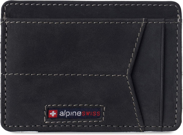 Alpine Swiss RFID Minimalist Oliver Front Pocket Wallet For Men Leather Hampton Collection Nubuck Black One Size Nubuck Black