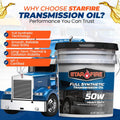 STARFIRE SAE 50W Full Synthetic Transmission Oil – 5 Gallon Pail – Heavy Duty Gear Oil for Manual Transmissions – Long Drain, High Temp, Oxidation