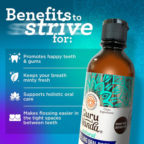Gurunanda Cocomint Oil Pulling Mouthwash for Complete Oral Hygiene, 7 Essential Oils & Vitamins for Happy Teeth & Gums & Fresh Breath ,