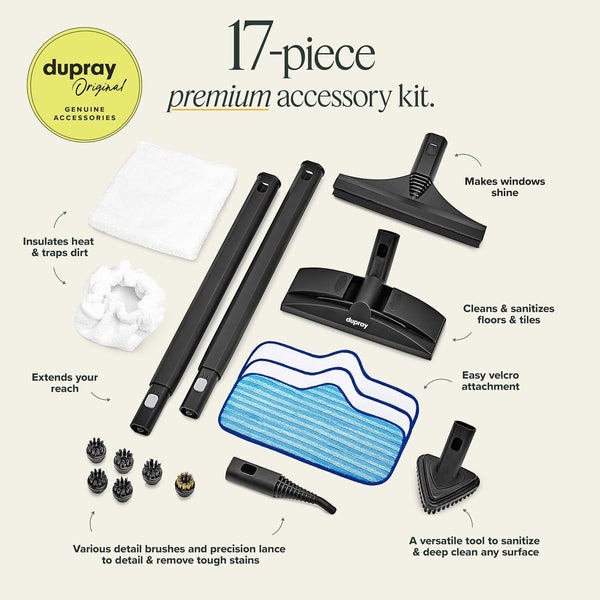 Dupray Neat Steam Cleaner for Home Essential Pack | Powerful Multipurpose Steamer | Chemical-free cleaning for floor, car, wall, grout & kitchen |