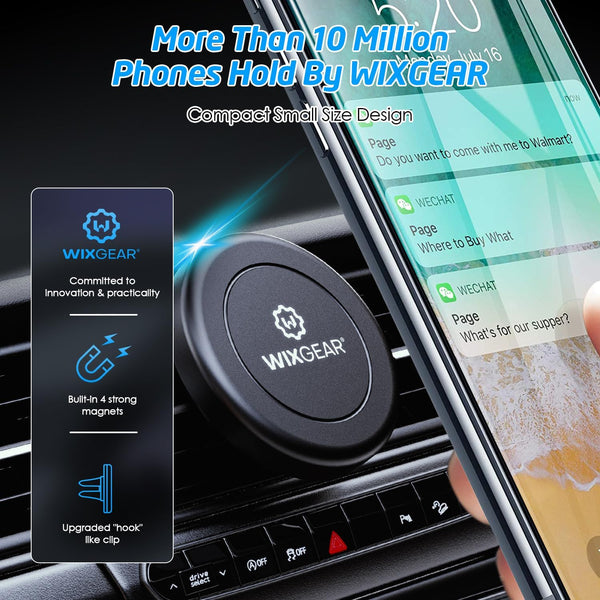 Magnetic Phone Holder for Car, Wixgear [2 Pack] Universal Air Vent Magnetic Phone Mount for Car, Car Phone Holder Mount for Cell Phones and Mini