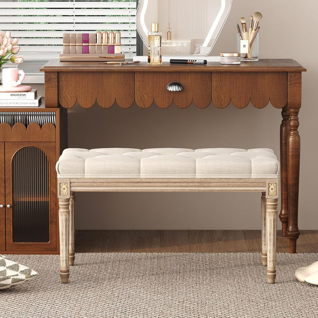 Yusong Upholstered Bench,Bedroom Bench for End of Bed,Piano Bench Dining Bench Entryway Shoe Bench with Button Tufted Pa