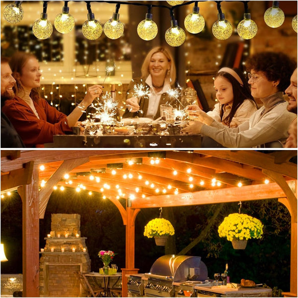 USOKYO Solar Lights Outdoor Waterproof, 2 Pack Total 120LED 72FT Solar String Lights for Outside with 8 Modes, Outdoor String Lights Crystal Globe