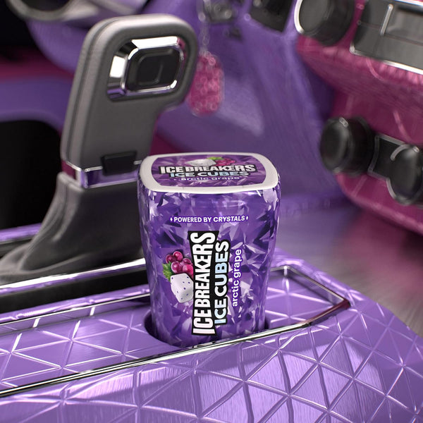 ICE BREAKERS Ice Cubes Arctic Grape Sugar Free Chewing Gum Bottles, 3.24 oz (6 Count, 40 Pieces) Arctic Grape 40 Count (Pack of 6)