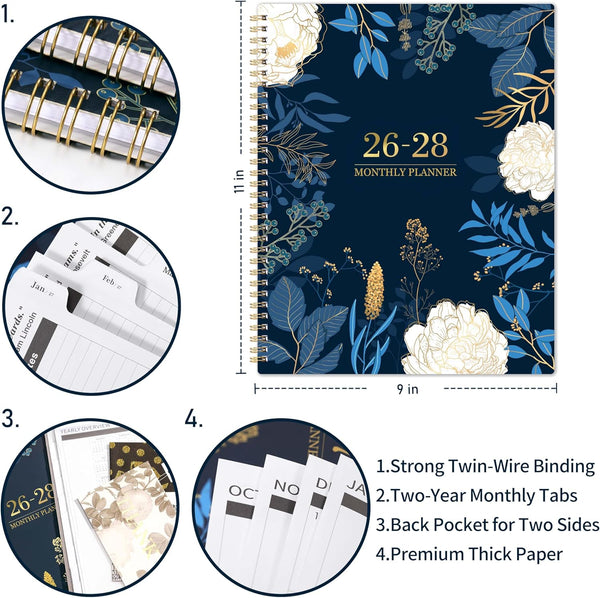 2026-2028 Monthly Planner - 2 Year Monthly Planner/Calendar 2026-2028, July 2026 - June 2028, 11" x 9", 24 Monthly Planner with Tabs, Back Pocket,