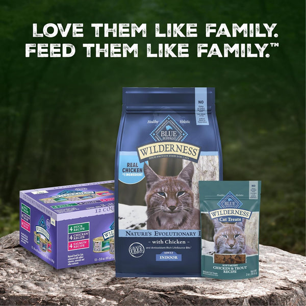 Blue Buffalo Wilderness Paté Variety Pack (Chicken, Salmon, and Duck) Adult Wet Cat Food, High-Protein & Grain-Free Recipes Enhanced with