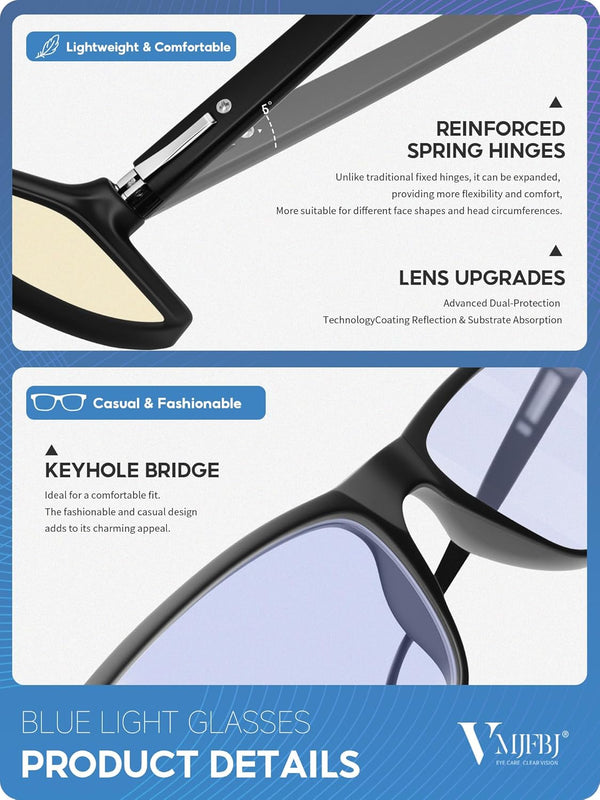 Blue Light Glasses for Women/Men Computer Reading Gaming Glasses Improve Sleep Reduce Eye Strain Gift Package Blue