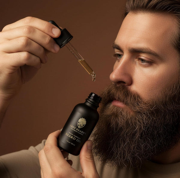 Grey Beard's Grooming Lounge Wild Vanilla Beard Oil for Men 1 fl oz - Natural Leave-In Conditioner with Jojoba Argan and Grapeseed Oils