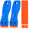 KUSUFEFI Plastic Razor Blade Scraper, 2PCS Scraper Tool with 60PCS Plastic Blades, Cleaning Scraper Remover for Stickers, Decals, Adhesive,