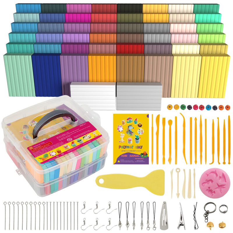 Aestd-ST Polymer Clay Kit 50 Colors, Oven Bake Modeling Clay for Kids | DIY Starter Kit, 20 Sculpting Tools & Accessory, Easy to Shape,