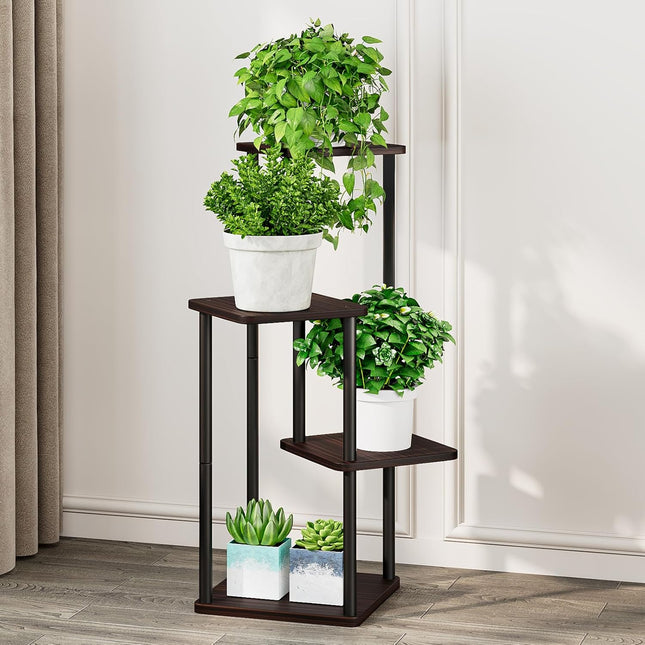 AZERPIAN Plant Stand 4 Tier Indoor Metal Flower Shelf for Multiple Plants Corner Tall Flower Holders for Patio Garden Li