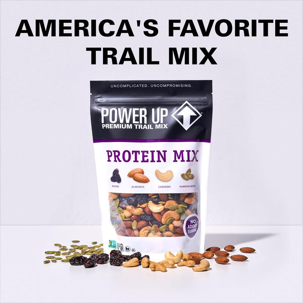 Power Up Premium Trail Mix - Protein Packed 14oz, No Added Sugar, Made Without Peanuts, Gluten Free, Vegan, Non-GMO Raisin 14 Ounce (Pack of 1)