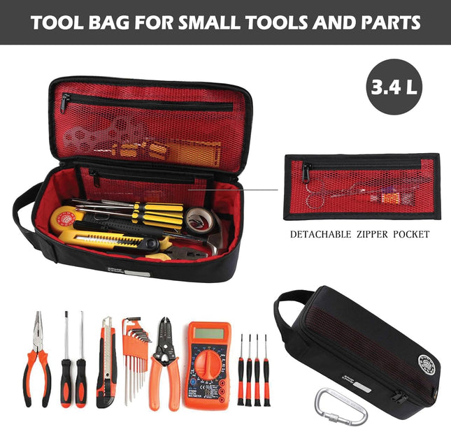 Rough Enough Small Tool Bag Case Portable Box EDC Pouch Organizer with Handle, 12 Inch, Heavy Duty Cordura, Padded Linin