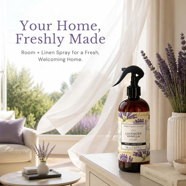 Abbey & Sullivan Odor Eliminating and Refreshing Linen and Room Spray, Lavender Vanilla, 16 oz.