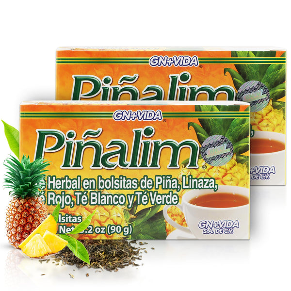 GN + VIDA Pinalim Tea | Pineapple Herbal Tea Blend with Red Tea, Green Tea, White Tea & Senna Leaf | Caffeine Free | Twin Pack (2 x 30 Tea Bags)