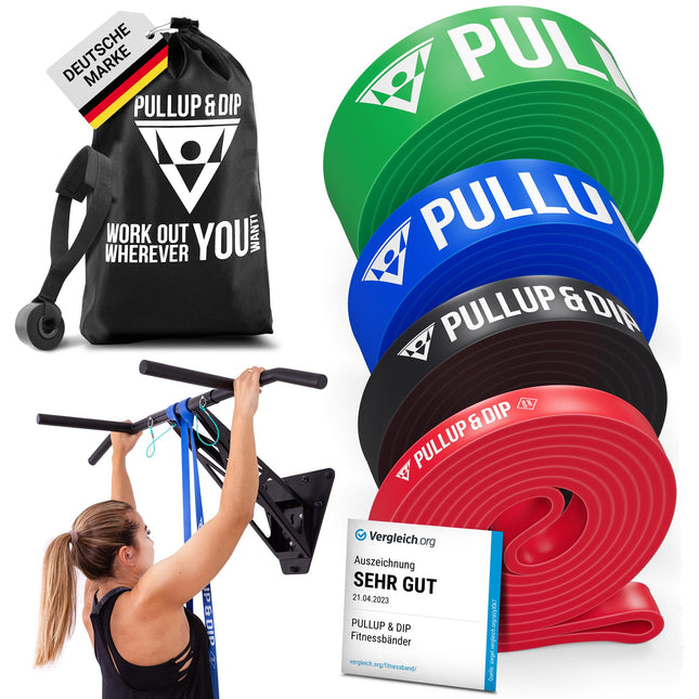 PULLUP & DIP Fitness Bands, Resistance Bands with Bag, Door Anchor (With Sets) a