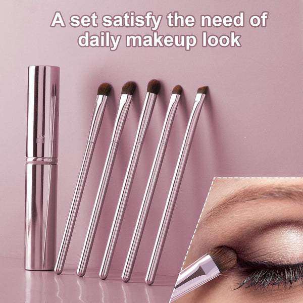 5Pcs Eye Makeup Brush Set, Portable Eyeshadow Brushes for Travel Case. | Basic eyeliner, angle, concealer, slanted eyebrow brush, recommended by