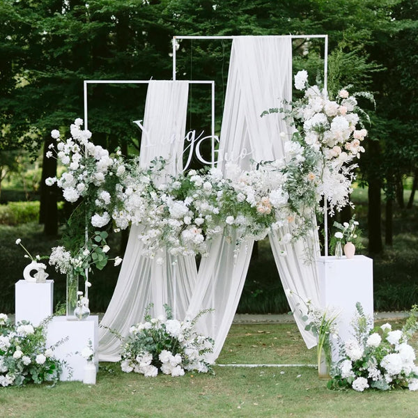 Wokceer White Wedding Arch Draping Fabric Backdrop Drapes Sheer 28.7"x 20FT 1 Panel White