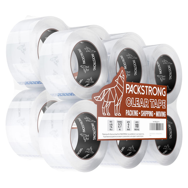 Industrial Grade Clear Packing Tape 12 Rolls - Extra Long 110 Yards per Roll - 2
