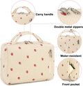 Bluboon Makeup Bag Zipper Pouch Travel Toiletry Bag Portable Cosmetic Bag Organizer for Women and Girls(Strawberry Corduroy Beige)