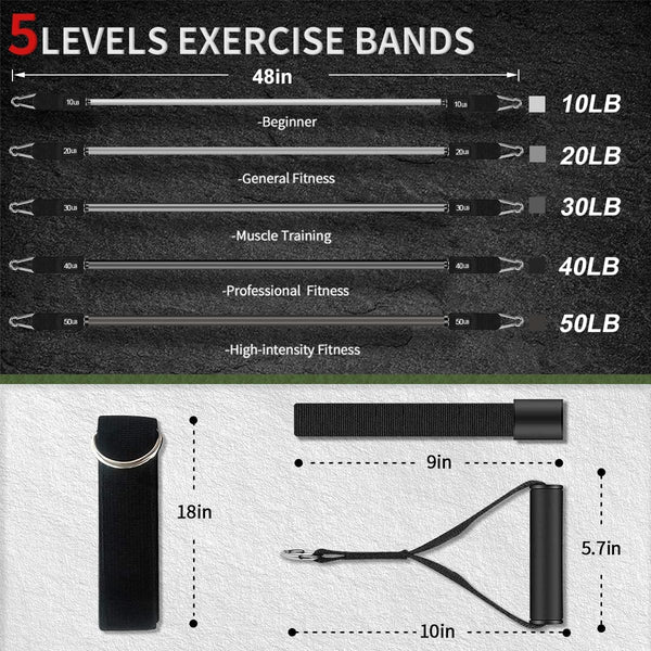 VEICK Resistance Bands, Exercise Bands, Workout Bands Set for Working Out with Handles for Men Women, Elastic Exercising Bands for Fitness Weights