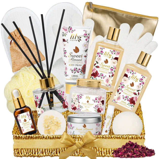Mothers Day Gifts for Mom Spa Gift Basket Set for Women 17-Piece Almond Luxury S