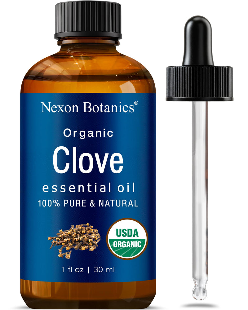 Organic Clove Essential Oil 30 ml - Pure, Natural, Undiluted for Toothache | Topical Clove Bud Essential Oil for Sore Muscles, Skin & Hair Care -