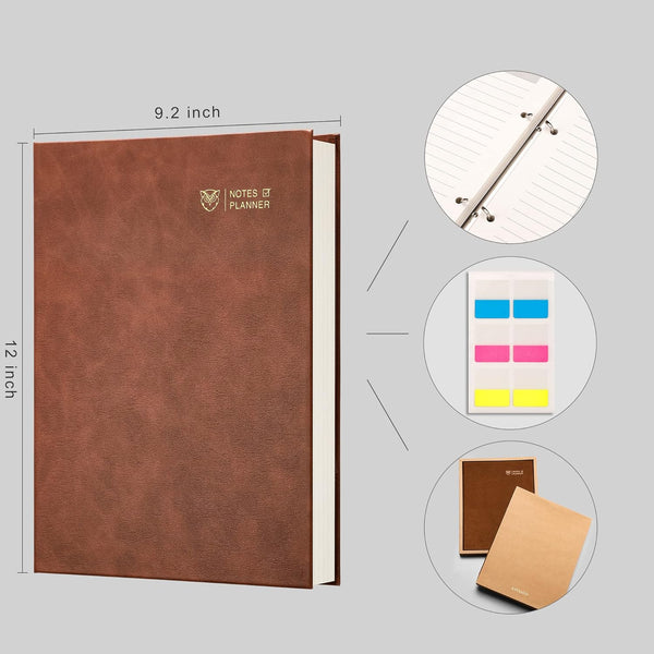 EMSHOI Undated Daily Planner - A4 Large to Do List Notebook Appointment Book for Productivity Time Management, with Hourly Planner Refills,