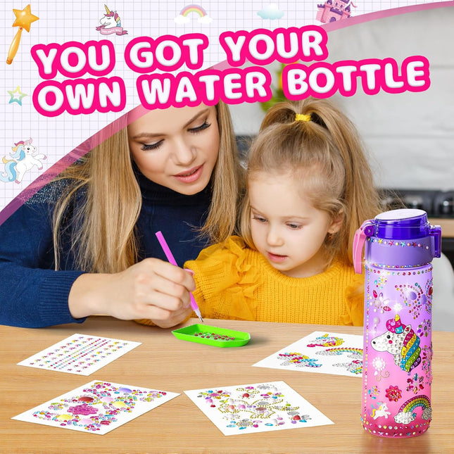 Gifts for Girls 4-12, Decorate Your Own Water Bottle Kits for Girls, Unicorn Dia