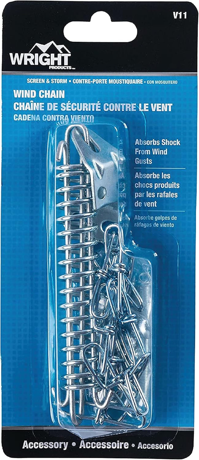 Wright Products - Steel Screen and Storm Door Chain Stop - Absorbs Shock from Wind, Zinc