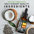 (2 Pack) Organic Vitamin D3 K2 Drops with MCT Oil & Omega 3 - Liquid Vitamin D3 5000 IU - K2 D3 Vitamin Supplement - Vitamin D Drops for Women &