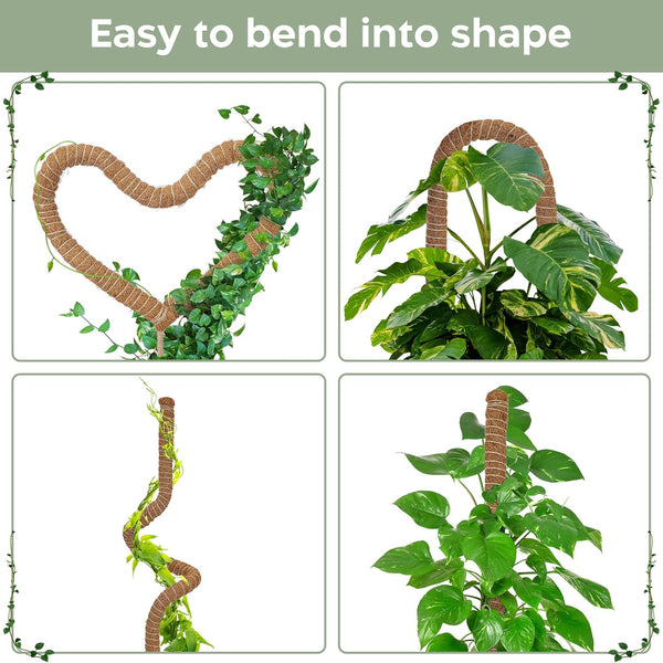 2 Pack 28'' Bendable Moss Pole Monstera Plant Support for Climbing Indoor Plants - Stakes for Potted Climbers - Tall Sticks Indoor Trellis for