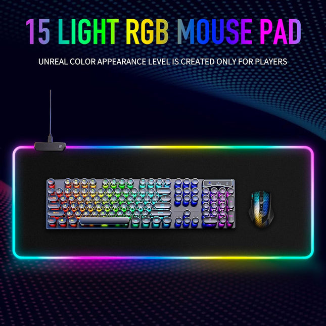 Large RGB Gaming Mouse Pad -15 Light Modes Touch Control Extended Soft Computer 